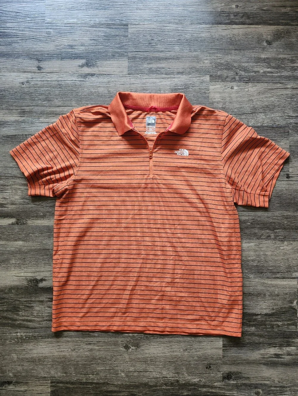 The North Face Men's Orange Striped Polo Shirt